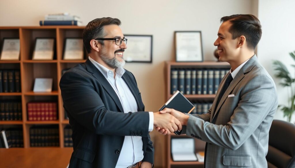Cliente satisfeito após consulta com advogado criminalista