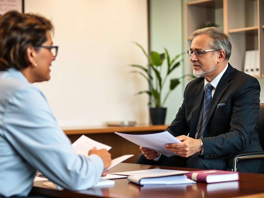Profissional de advocacia trabalhista RJ em reunião com cliente Profissional de advocacia trabalhista RJ em reunião com cliente