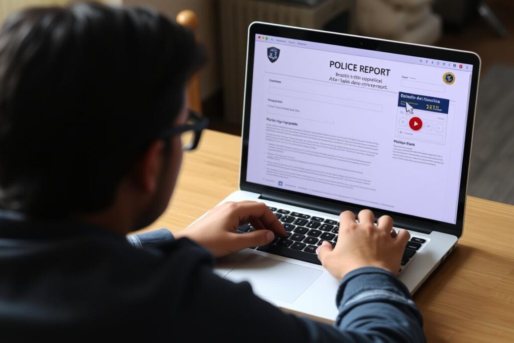 Pessoa registrando boletim de ocorrência online após golpe do pix como reverter Pessoa registrando boletim de ocorrência online após golpe do pix como reverter
